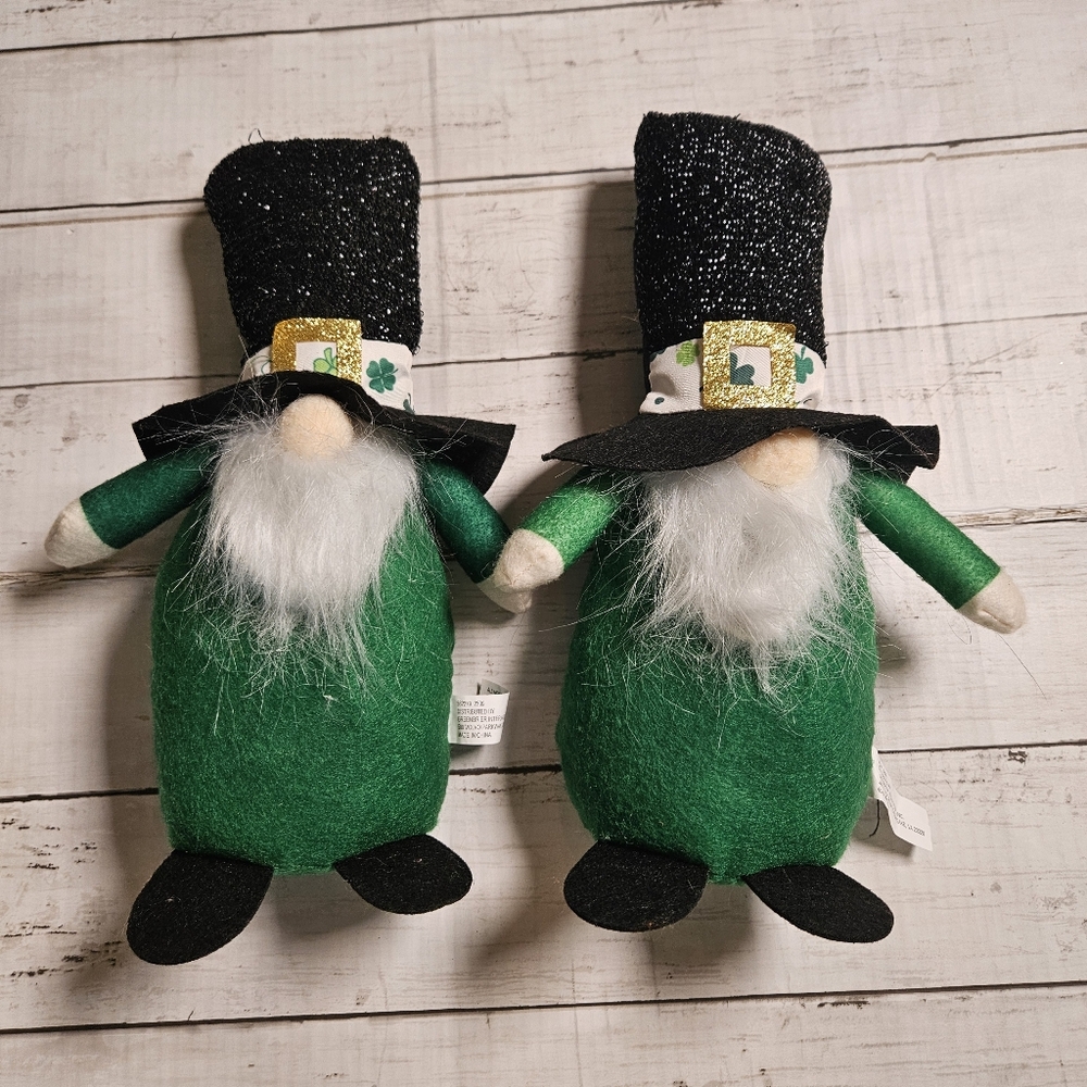 2pc St. Patrick’s Day Plush Munchkin Gnome Set 13" Leprechaun Shelf Sitter Decor
